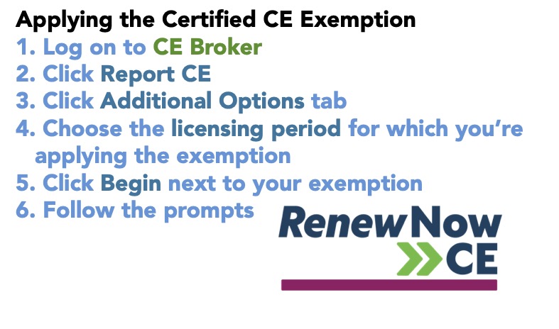 Florida RN CE Exemption in CE Broker Free Basics Account